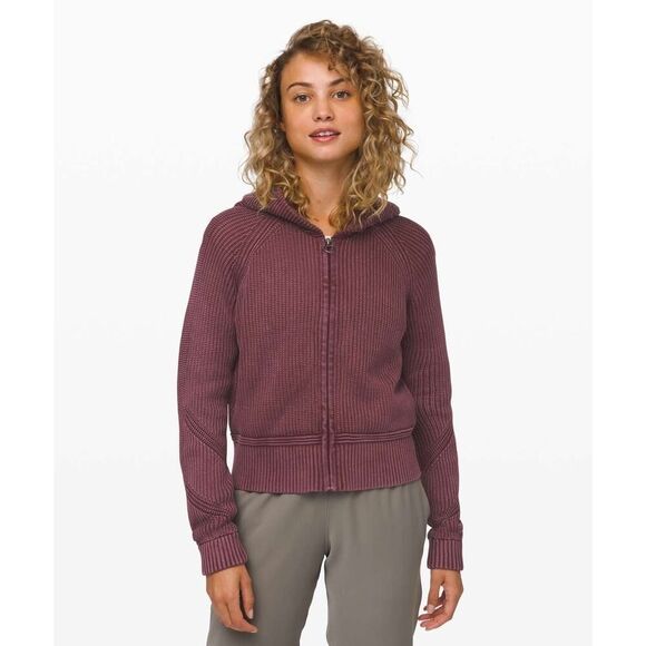 Lululemon Rest Assured Full Zip Hoodie in Washed Garnet - Size: Large - Picture 1 of 10
